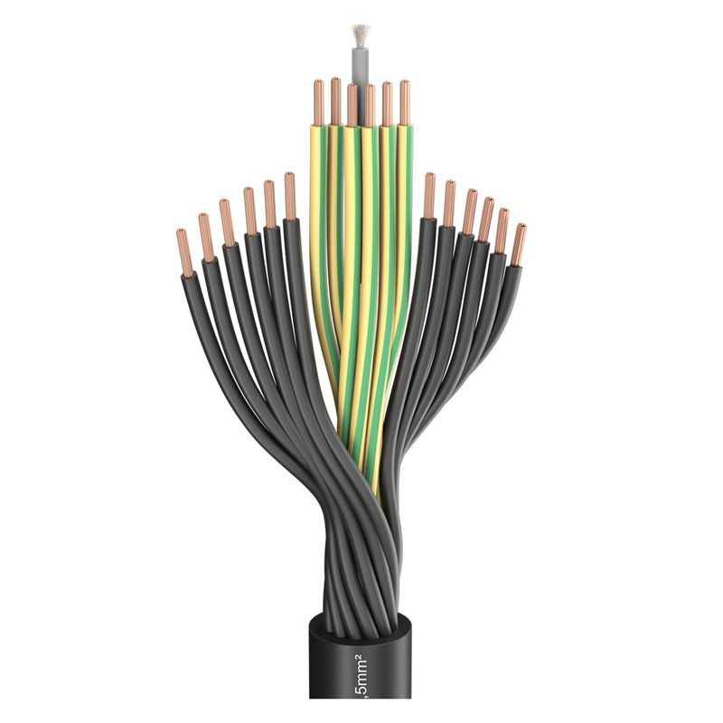 Black Multi Core Electrical Cable , Flexible Control Cable H07VV-F  PVC Insulated